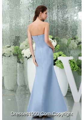 Light Blue Mermaid Beaded and Ruched Ankle-length Prom Outfit