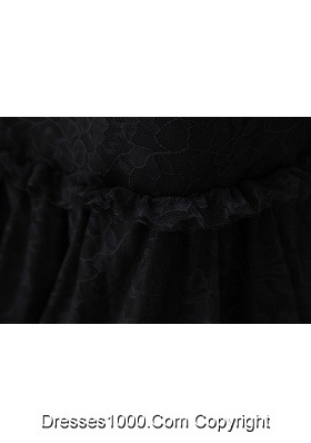 Mermaid Brush Train Spaghetti Straps Black Lace Prom Dress