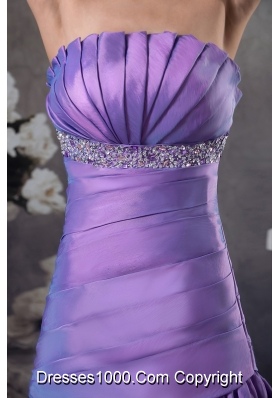 Mermaid Medium Purple Prom Gown with Beading and Ruching Layers