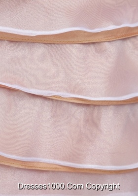 Spaghetti Straps Ruffle-layers Peach Colored Mini Prom Dress