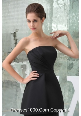 Strapless Black Brush Ruched Outfit for Prom with Peplum