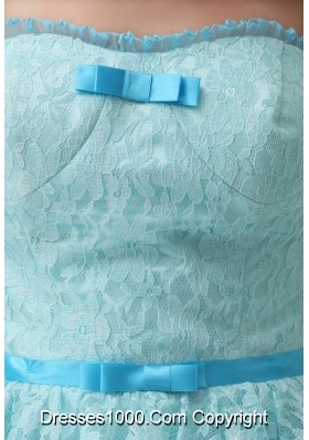 Sweet Ruffle-layers Strapless Aqua Blue Prom Dress for Girls