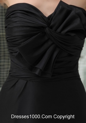 Sweetheart Ankle-length Black Prom Outfit for Weddings with Bowknot