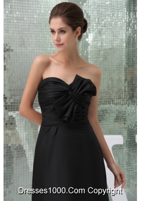 Sweetheart Ankle-length Black Prom Outfit for Weddings with Bowknot