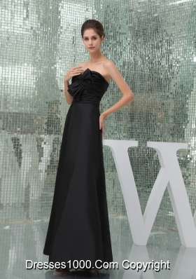 Sweetheart Ankle-length Black Prom Outfit for Weddings with Bowknot