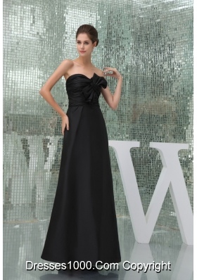 Sweetheart Ankle-length Black Prom Outfit for Weddings with Bowknot