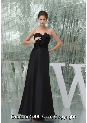 Sweetheart Ankle-length Black Prom Outfit for Weddings with Bowknot