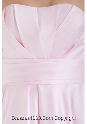 A-line Sweetheart Baby Pink Mini-length Prom Dress with Ruche