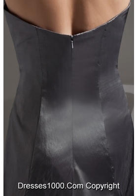 Ankle-length Slot Neckline Dim Grey Column Dress For Prom