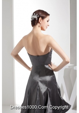 Ankle-length Slot Neckline Dim Grey Column Dress For Prom