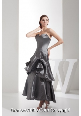 Ankle-length Slot Neckline Dim Grey Column Dress For Prom