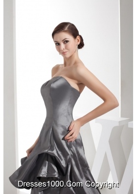 Ankle-length Slot Neckline Dim Grey Column Dress For Prom