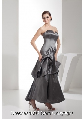 Ankle-length Slot Neckline Dim Grey Column Dress For Prom