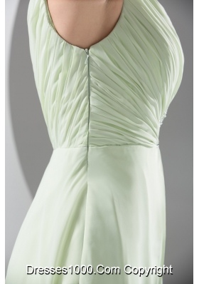 Beaded Single Shoulder High Low Prom Dresses in Apple Green