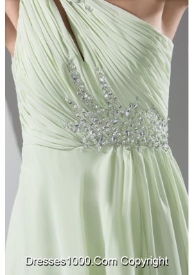 Beaded Single Shoulder High Low Prom Dresses in Apple Green