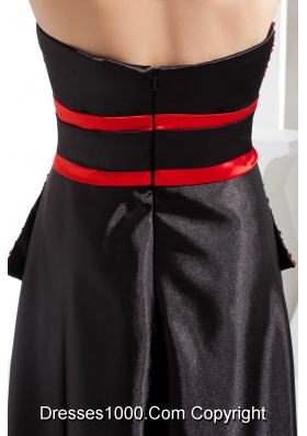 Black and Red Sweetheart High-low Prom Dress with Bow