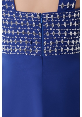 Blue Empire V-neck Prom Gowns Decorated with Shining Beadings