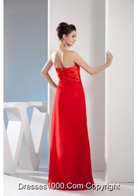 Column Sweetheart Ruching Prom Gown in Taffeta and Chiffon