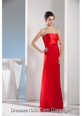 Column Sweetheart Ruching Prom Gown in Taffeta and Chiffon