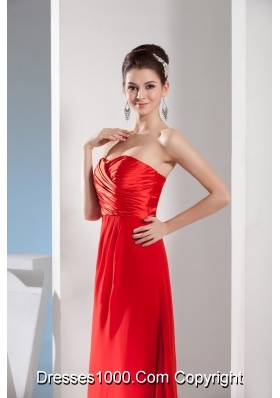 Column Sweetheart Ruching Prom Gown in Taffeta and Chiffon