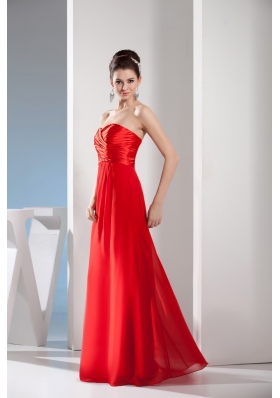 Column Sweetheart Ruching Prom Gown in Taffeta and Chiffon