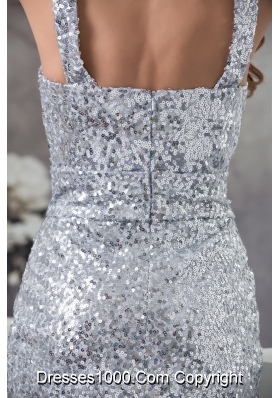 Customer Made Pretty Sheath Sequin Silver Prom Dress Mini-length