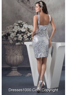 Customer Made Pretty Sheath Sequin Silver Prom Dress Mini-length