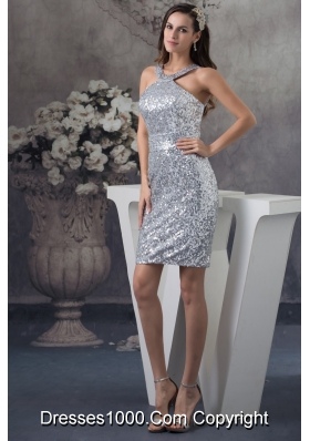 Customer Made Pretty Sheath Sequin Silver Prom Dress Mini-length