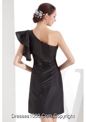 Elegant Black One Shoulder Ruching 2013 Short Prom Dress