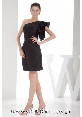 Elegant Black One Shoulder Ruching 2013 Short Prom Dress