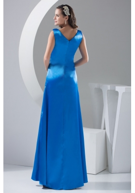 Fabulous Cowl Neck Floor-length prom Dress in Blue