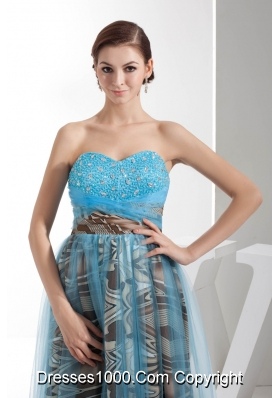 Fashion Sweetheart Beaded Multi-color Prom Gown with Printing