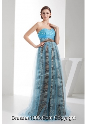 Fashion Sweetheart Beaded Multi-color Prom Gown with Printing