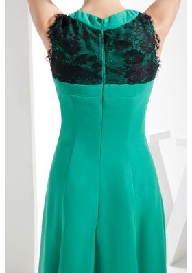 Lace V-neck Floor-length Decoration Turquoise Outfit For Prom