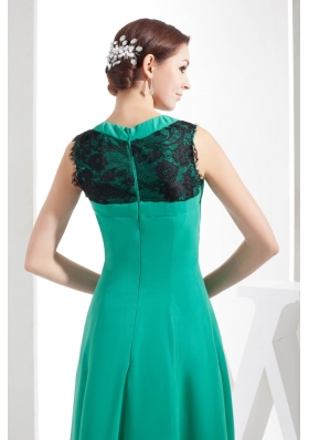 Lace V-neck Floor-length Decoration Turquoise Outfit For Prom