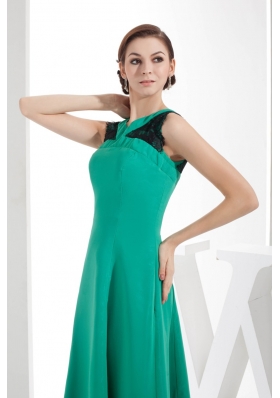 Lace V-neck Floor-length Decoration Turquoise Outfit For Prom