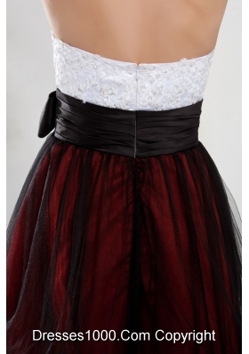 Multi-color Organza layers Prom Dress with Appliques and Black Bow