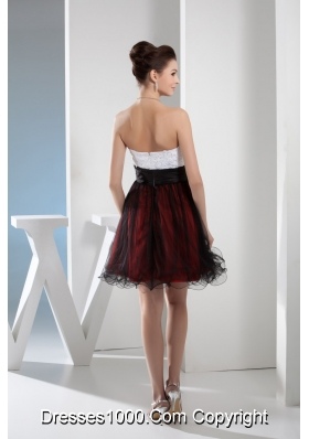 Multi-color Organza layers Prom Dress with Appliques and Black Bow