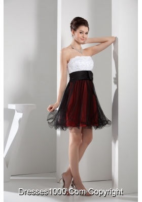 Multi-color Organza layers Prom Dress with Appliques and Black Bow