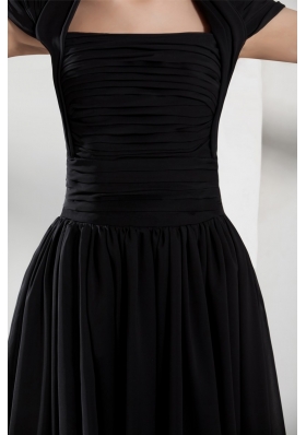 Noble Column Halter-top Floor-length Ruching Black Prom Dress