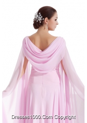 Pink Cowl Neck Floor-length Column Dress For Prom  with Beading