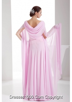 Pink Cowl Neck Floor-length Column Dress For Prom  with Beading