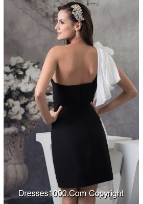 Popular Sheath One Shoulder Black Mini-length Prom Dress for Girls