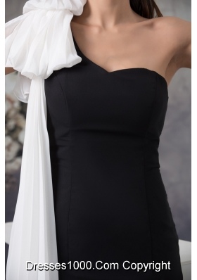 Popular Sheath One Shoulder Black Mini-length Prom Dress for Girls