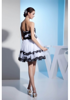 Princess Sweetheart Appliques Short Prom Gown with Organza for Woman