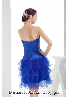 Royal Blue Sweetheart Beading Prom Dress with Ruffled Layers