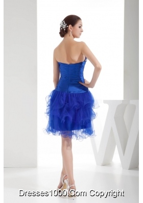 Royal Blue Sweetheart Beading Prom Dress with Ruffled Layers