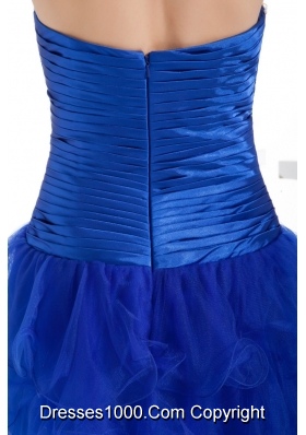 Royal Blue Sweetheart Beading Prom Dress with Ruffled Layers