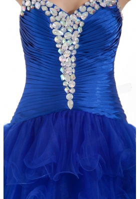 Royal Blue Sweetheart Beading Prom Dress with Ruffled Layers