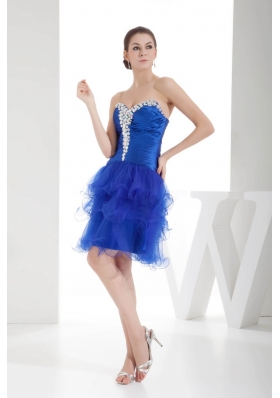 Royal Blue Sweetheart Beading Prom Dress with Ruffled Layers